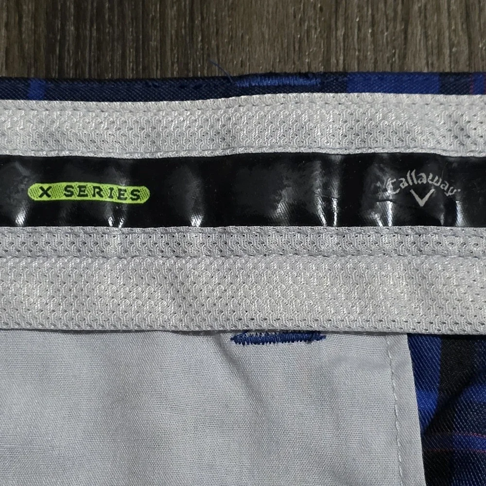 Callaway X Series Men's Golf Shorts Size 34 Blue Black Plaid Performance Active